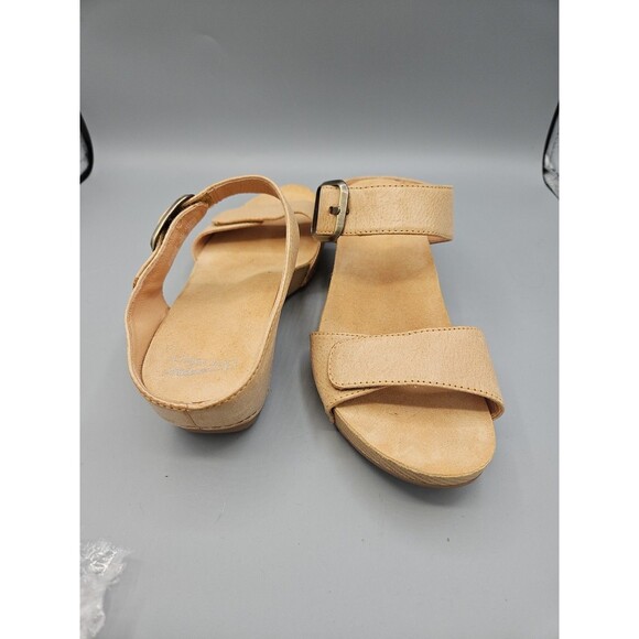 Dansko Tanya Sandals Women Sz 40 10 10.5 Shoes Brown Leather Wedge Heel Slip On - Picture 7 of 10